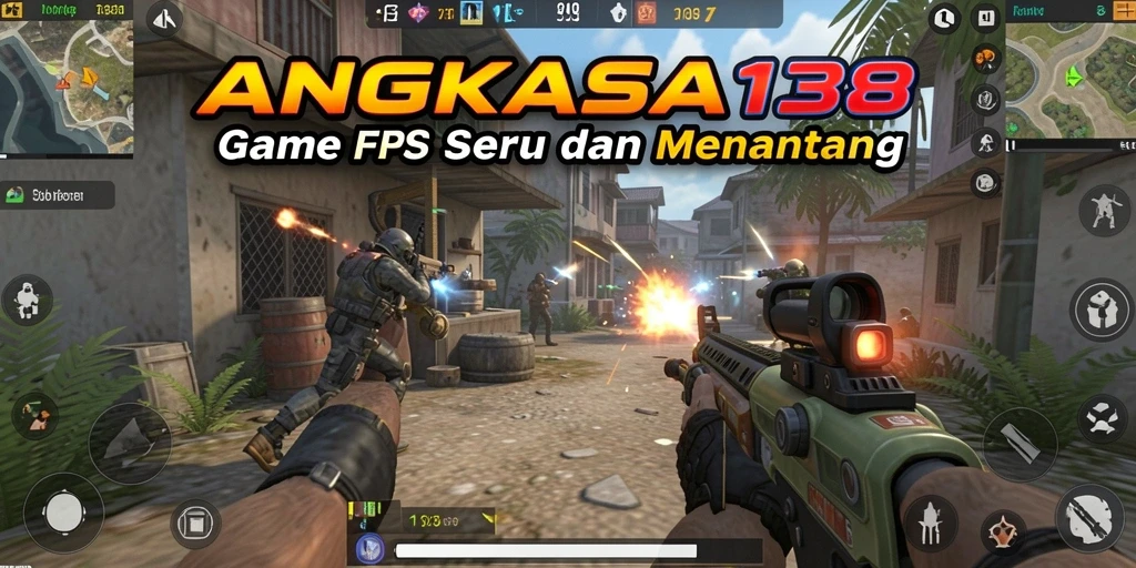 Screenshot utama dari gameplay ANGKASA138 menampilkan aksi menembak seru.