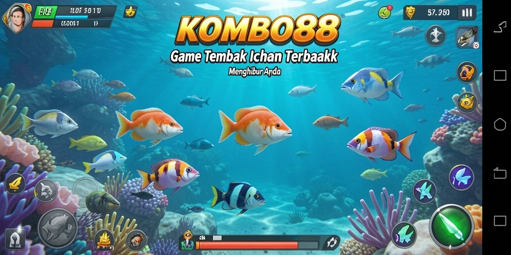 Screenshot menunjukkan keseruan gameplay Tembak Ikan di KOMBO88.