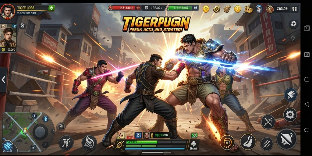 Tampilan gameplay TIGERJP88 dengan aksi pertarungan yang intens.
