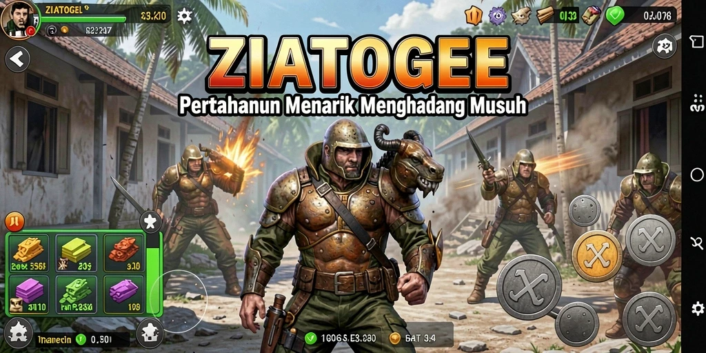 Tampilan gameplay ZIATOGEL dalam Tower Defense yang menegangkan dan strategis.